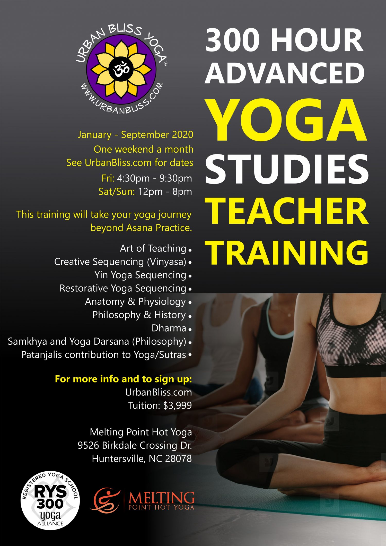 300 hour Yoga Teacher Training in Huntersville, NC Urban Bliss Yoga