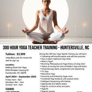 Charlotte 300 hour yoga teacher training in Huntersville, Lake Norman, North Carolina