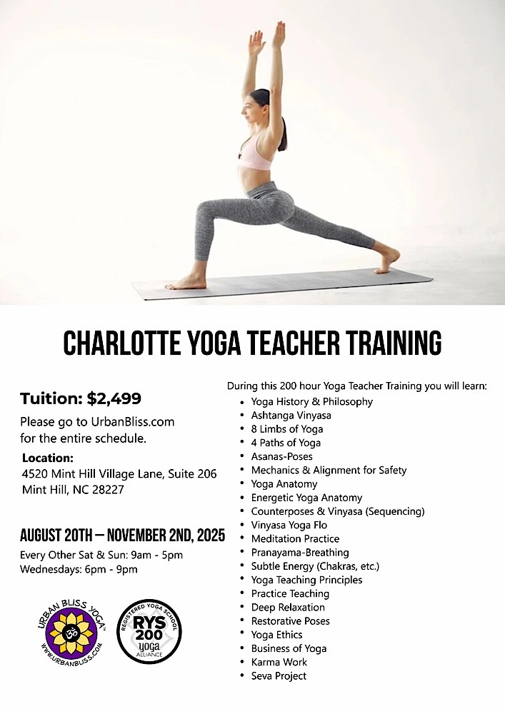 Charlotte Yoga Teacher Training flier Charlotte Yoga Teacher Training flier